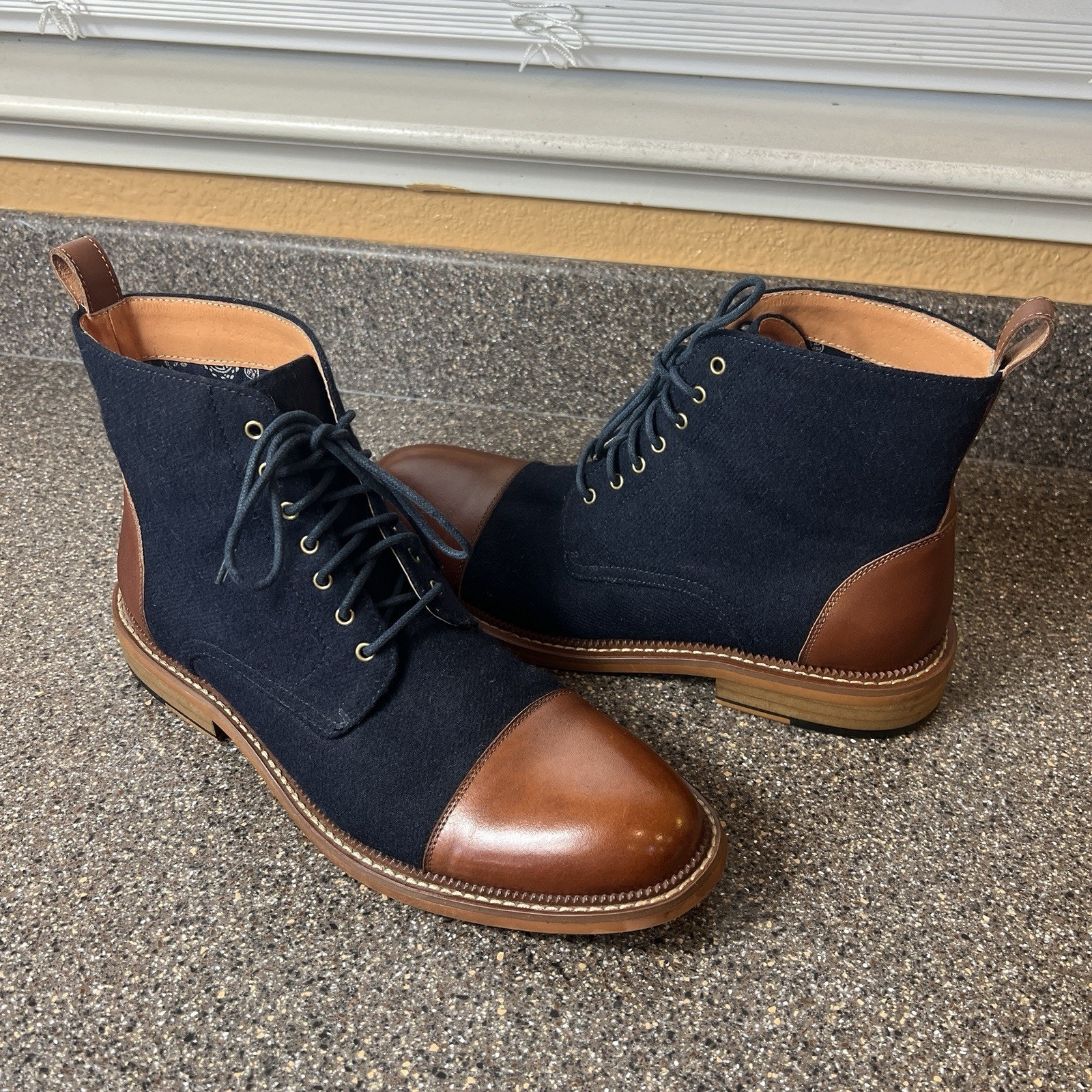 Vintage Foundry Co Mens Size 10 Remington Boots Blue/Brown Ankle Lace Up Leather
